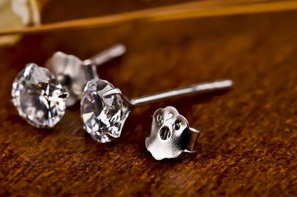 Crystal Zircon Real 925 Sterling Silver Earrings Channel  Cubic Zirconia Silver Stud Earrings for Women Sterling Silver Jewelry - ZOOMNSTORE