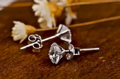 Crystal Zircon Real 925 Sterling Silver Earrings Channel  Cubic Zirconia Silver Stud Earrings for Women Sterling Silver Jewelry - ZOOMNSTORE