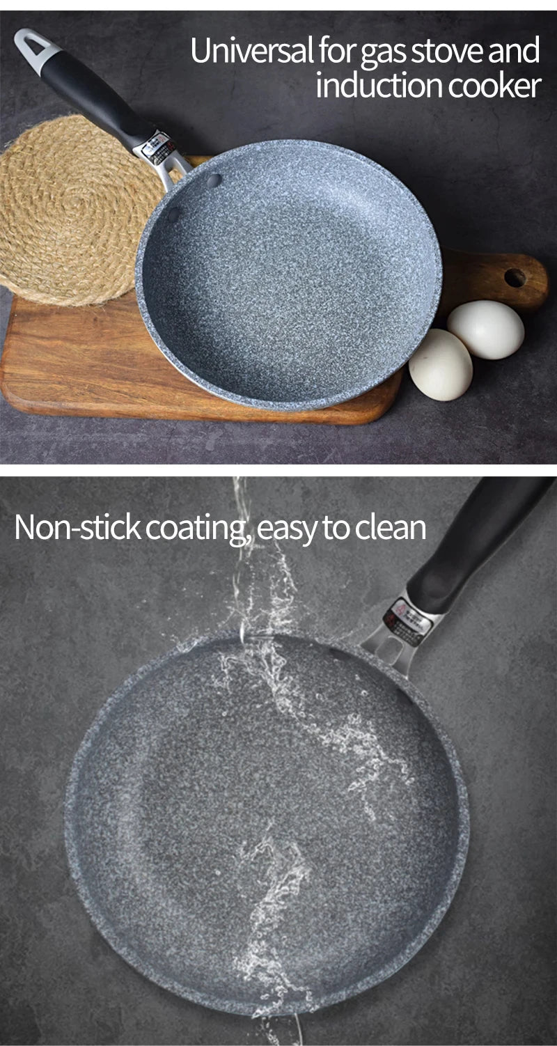 Durable Non-Stick Stone Frying Pan Set - Induction  Gas Compatible Skillets 20242628cm - ZOOMNSTORE