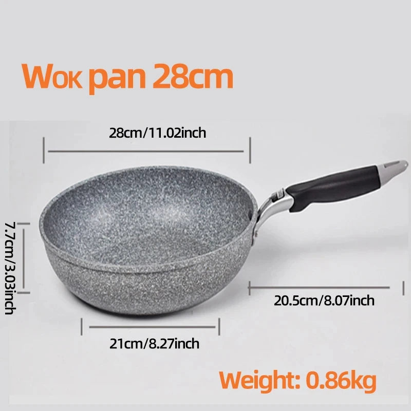 Durable Non-Stick Stone Frying Pan Set - Induction  Gas Compatible Skillets 20242628cm - ZOOMNSTORE