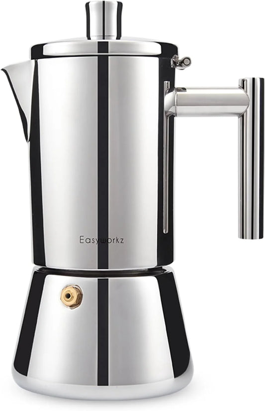 Stovetop Espresso Maker - Stainless Steel 4-Cup Moka Pot for Induction - ZOOMNSTORE