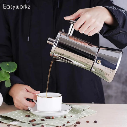 Stovetop Espresso Maker - Stainless Steel 4-Cup Moka Pot for Induction - ZOOMNSTORE