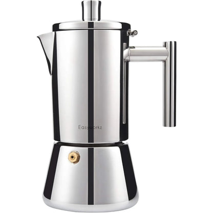 Stovetop Espresso Maker - Stainless Steel 4-Cup Moka Pot for Induction - ZOOMNSTORE
