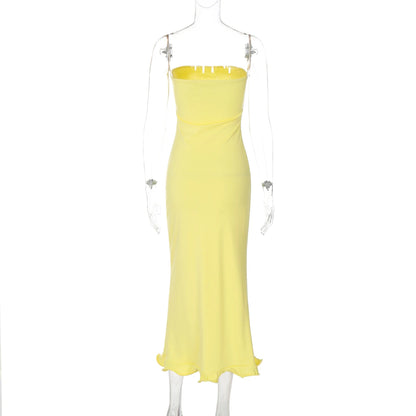 Sleeveless Ruffle Bodycon Midi Dress - Womens Solid Party Clubwear for Autumn Winter - ZOOMNSTORE