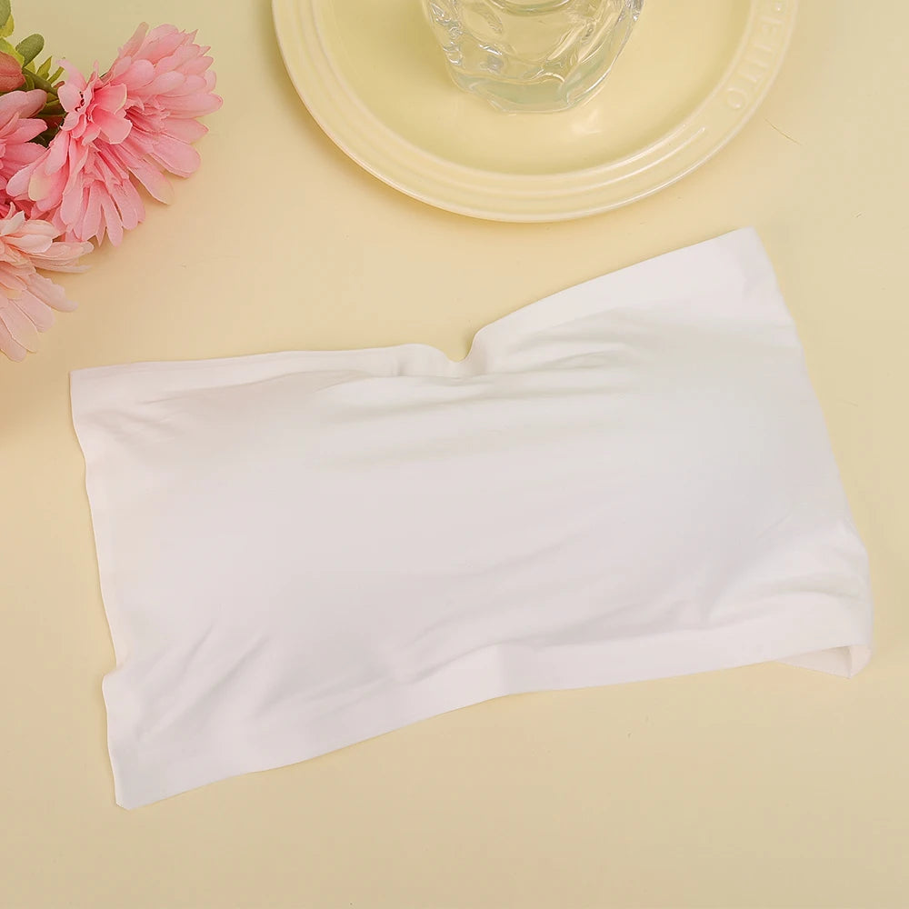 Seamless Strapless Ice Silk Bra - Soft Crop Tube Top Bralette for Women - ZOOMNSTORE