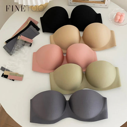 FINETOO Sexy Strapless Bras Women Wireless Bralette Soft Female Underwear Ladies Seamless Bras Invisible Bra With 2pcs Straps - ZOOMNSTORE