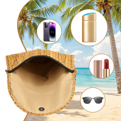 Straw Woven Shoulder Bag - Handmade Summer Beach Handbag for Women - ZOOMNSTORE