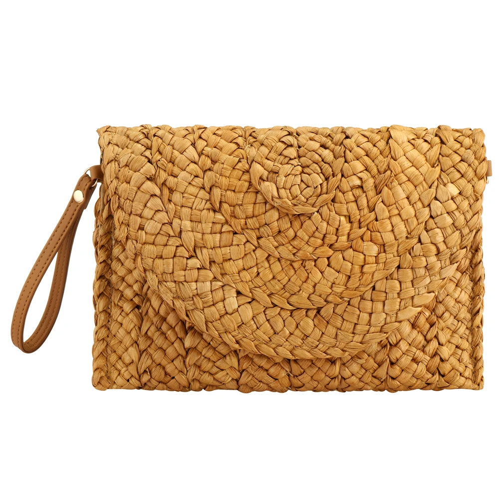 Straw Woven Shoulder Bag - Handmade Summer Beach Handbag for Women - ZOOMNSTORE