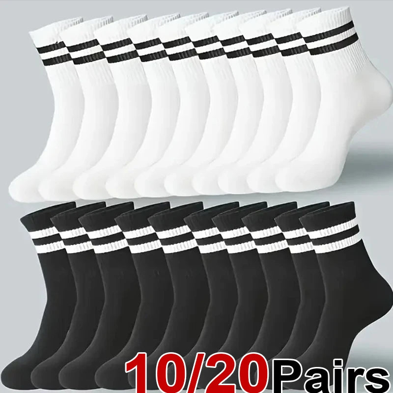 Striped Crew Socks – Breathable Odor Proof Men’s Casual Soft Polyester Spandex Socks - ZOOMNSTORE