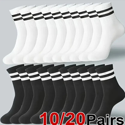 Striped Crew Socks – Breathable Odor Proof Men’s Casual Soft Polyester Spandex Socks - ZOOMNSTORE