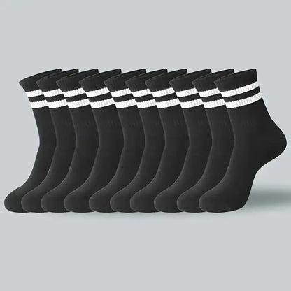 Striped Crew Socks – Breathable Odor Proof Men’s Casual Soft Polyester Spandex Socks - ZOOMNSTORE