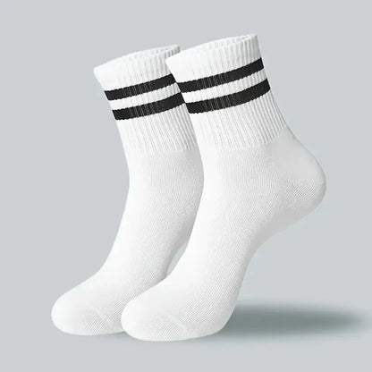 Striped Crew Socks – Breathable Odor Proof Men’s Casual Soft Polyester Spandex Socks - ZOOMNSTORE