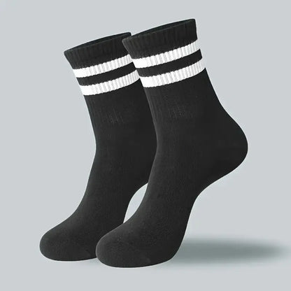 Striped Crew Socks – Breathable Odor Proof Men’s Casual Soft Polyester Spandex Socks - ZOOMNSTORE