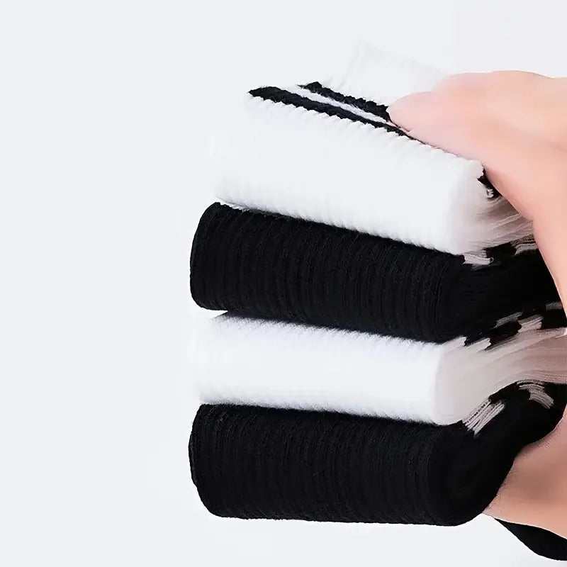Striped Crew Socks – Breathable Odor Proof Men’s Casual Soft Polyester Spandex Socks - ZOOMNSTORE