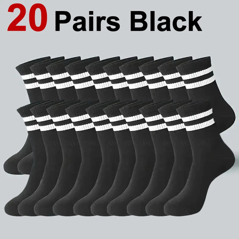Striped Crew Socks – Breathable Odor Proof Men’s Casual Soft Polyester Spandex Socks - ZOOMNSTORE
