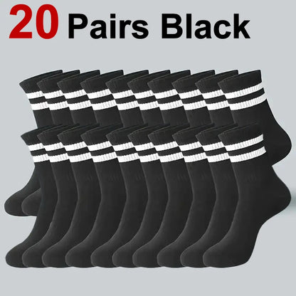 Striped Crew Socks – Breathable Odor Proof Men’s Casual Soft Polyester Spandex Socks - ZOOMNSTORE