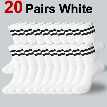 Striped Crew Socks – Breathable Odor Proof Men’s Casual Soft Polyester Spandex Socks - ZOOMNSTORE