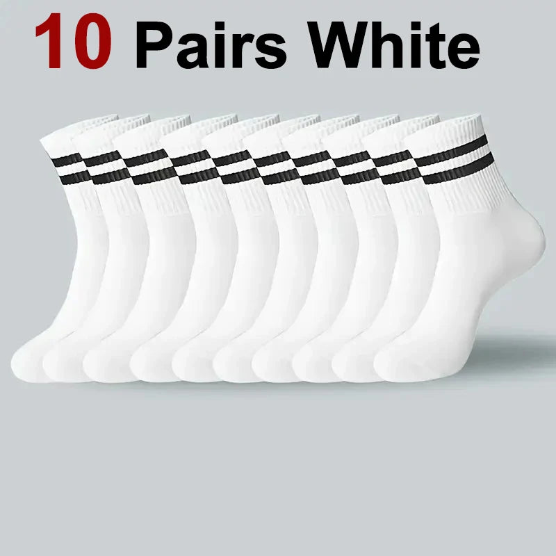 Striped Crew Socks – Breathable Odor Proof Men’s Casual Soft Polyester Spandex Socks - ZOOMNSTORE