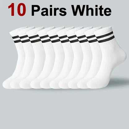 Striped Crew Socks – Breathable Odor Proof Men’s Casual Soft Polyester Spandex Socks - ZOOMNSTORE