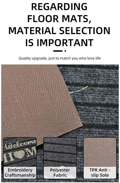 Striped Door Mat - Machine Washable Soft Absorbent Floor Carpet for Bathroom Entrance - ZOOMNSTORE