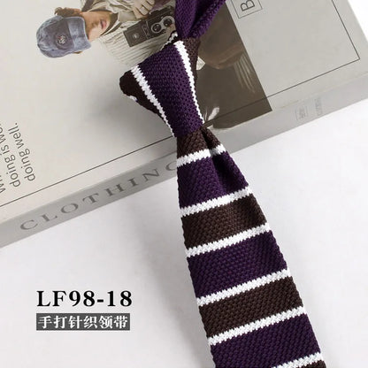 Narrow Striped Knitted Necktie for Men - Retro Korean Style Casual Cravat Accessory - ZOOMNSTORE
