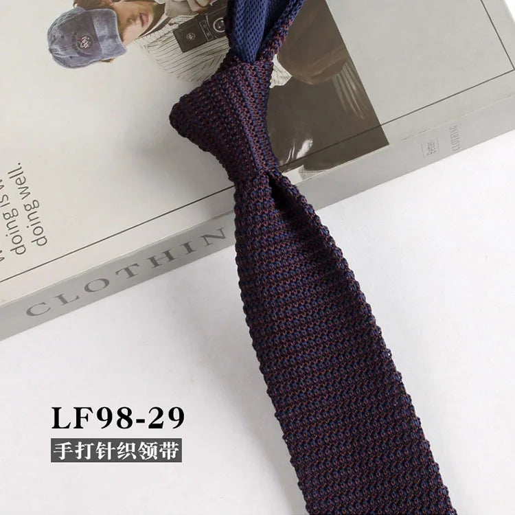 Narrow Striped Knitted Necktie for Men - Retro Korean Style Casual Cravat Accessory - ZOOMNSTORE