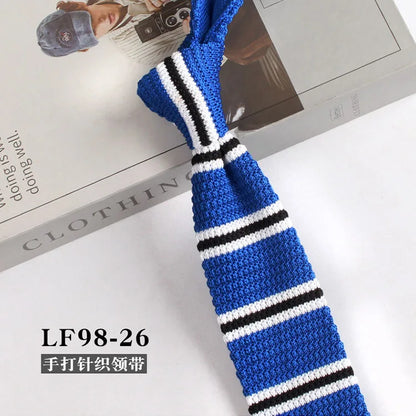 Narrow Striped Knitted Necktie for Men - Retro Korean Style Casual Cravat Accessory - ZOOMNSTORE