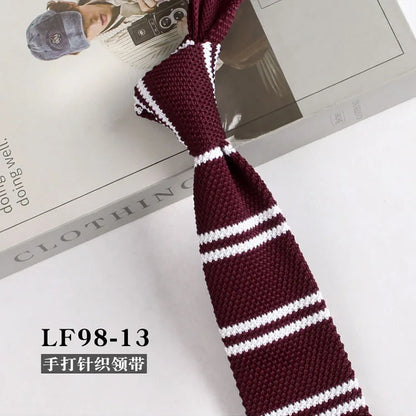 Narrow Striped Knitted Necktie for Men - Retro Korean Style Casual Cravat Accessory - ZOOMNSTORE