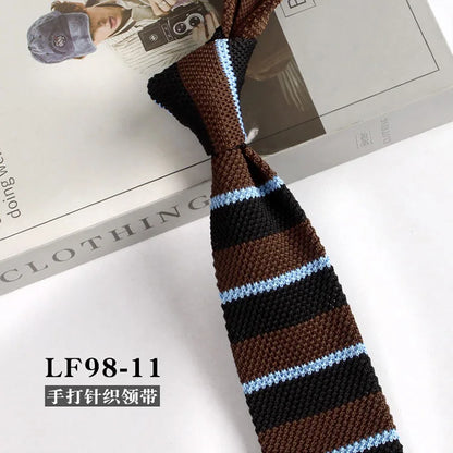 Narrow Striped Knitted Necktie for Men - Retro Korean Style Casual Cravat Accessory - ZOOMNSTORE