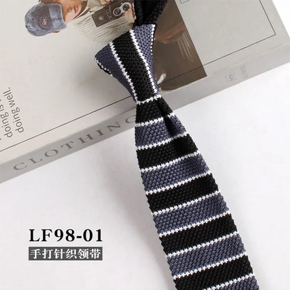 Narrow Striped Knitted Necktie for Men - Retro Korean Style Casual Cravat Accessory - ZOOMNSTORE