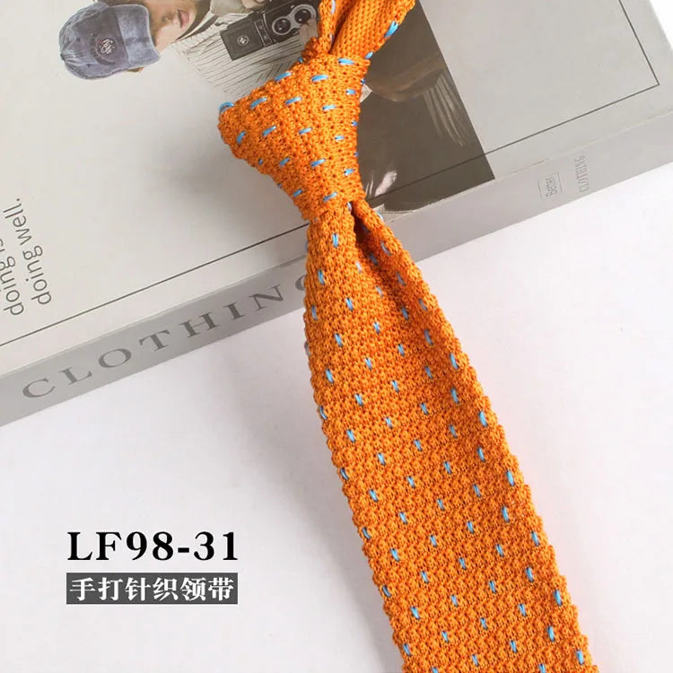 Narrow Striped Knitted Necktie for Men - Retro Korean Style Casual Cravat Accessory - ZOOMNSTORE