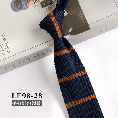Narrow Striped Knitted Necktie for Men - Retro Korean Style Casual Cravat Accessory - ZOOMNSTORE