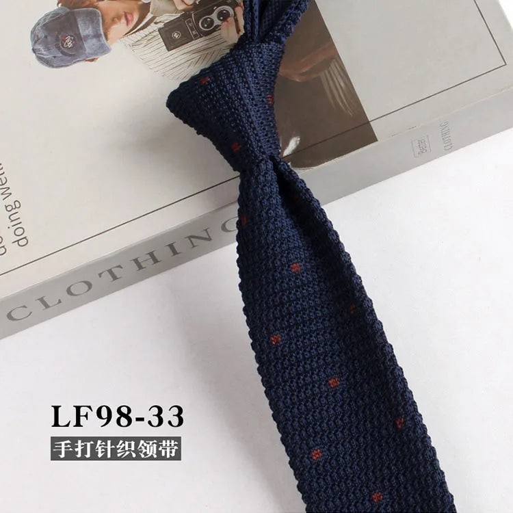 Narrow Striped Knitted Necktie for Men - Retro Korean Style Casual Cravat Accessory - ZOOMNSTORE