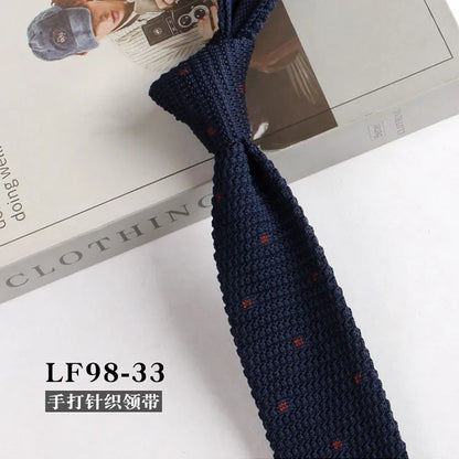 Narrow Striped Knitted Necktie for Men - Retro Korean Style Casual Cravat Accessory - ZOOMNSTORE