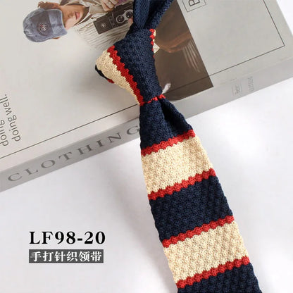 Narrow Striped Knitted Necktie for Men - Retro Korean Style Casual Cravat Accessory - ZOOMNSTORE