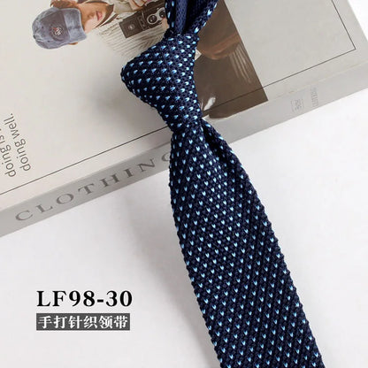 Narrow Striped Knitted Necktie for Men - Retro Korean Style Casual Cravat Accessory - ZOOMNSTORE