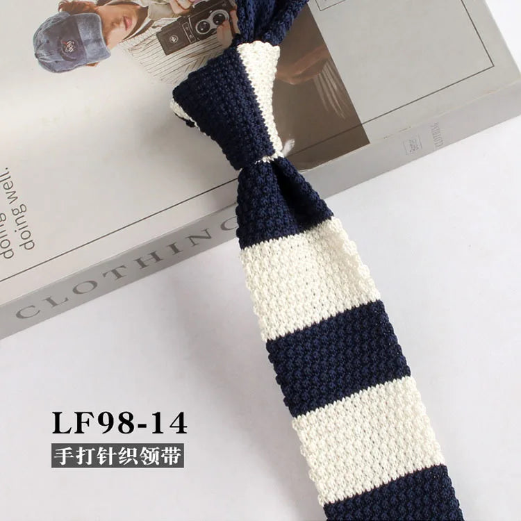 Narrow Striped Knitted Necktie for Men - Retro Korean Style Casual Cravat Accessory - ZOOMNSTORE
