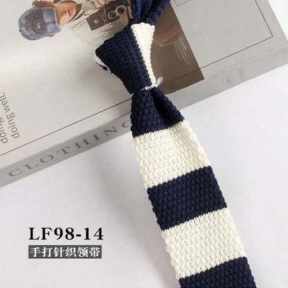Narrow Striped Knitted Necktie for Men - Retro Korean Style Casual Cravat Accessory - ZOOMNSTORE