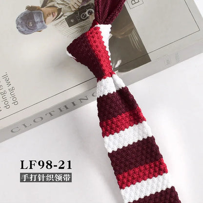 Narrow Striped Knitted Necktie for Men - Retro Korean Style Casual Cravat Accessory - ZOOMNSTORE
