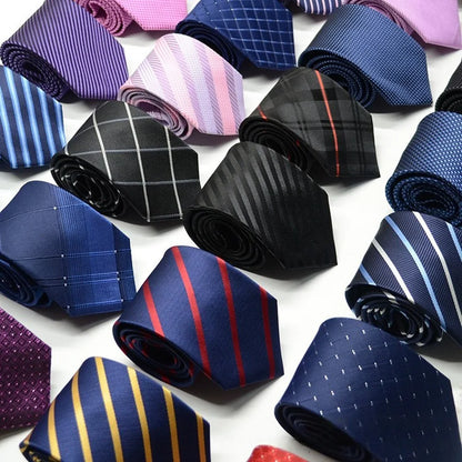 Classic Stripe Necktie - Business Formal Tie for Men 8cm Blue Black Pink Red - ZOOMNSTORE