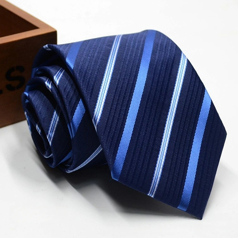 Classic Stripe Necktie - Business Formal Tie for Men 8cm Blue Black Pink Red - ZOOMNSTORE