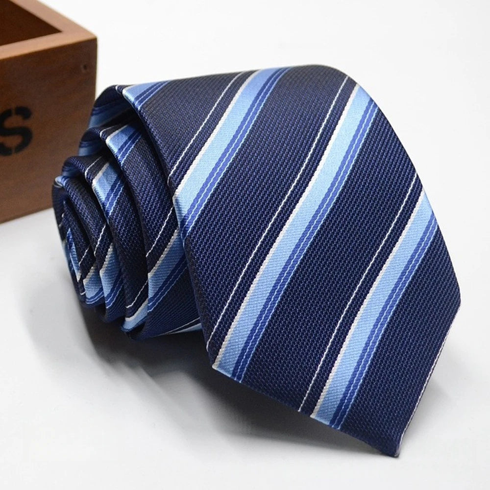 Classic Stripe Necktie - Business Formal Tie for Men 8cm Blue Black Pink Red - ZOOMNSTORE