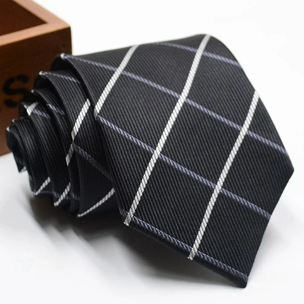 Classic Stripe Necktie - Business Formal Tie for Men 8cm Blue Black Pink Red - ZOOMNSTORE