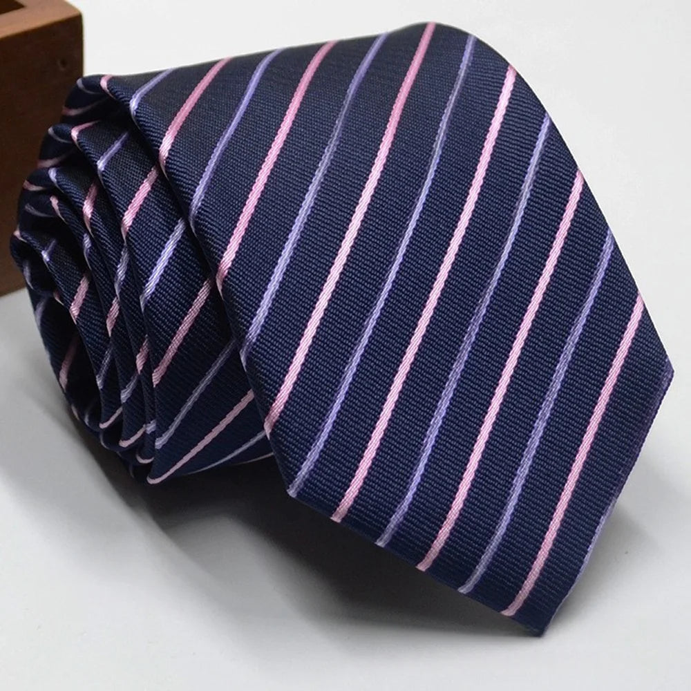 Classic Stripe Necktie - Business Formal Tie for Men 8cm Blue Black Pink Red - ZOOMNSTORE