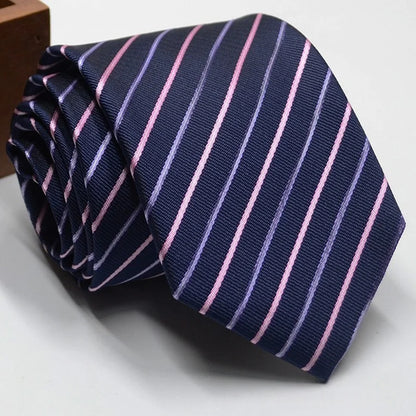 Classic Stripe Necktie - Business Formal Tie for Men 8cm Blue Black Pink Red - ZOOMNSTORE
