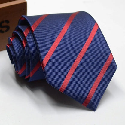 Classic Stripe Necktie - Business Formal Tie for Men 8cm Blue Black Pink Red - ZOOMNSTORE