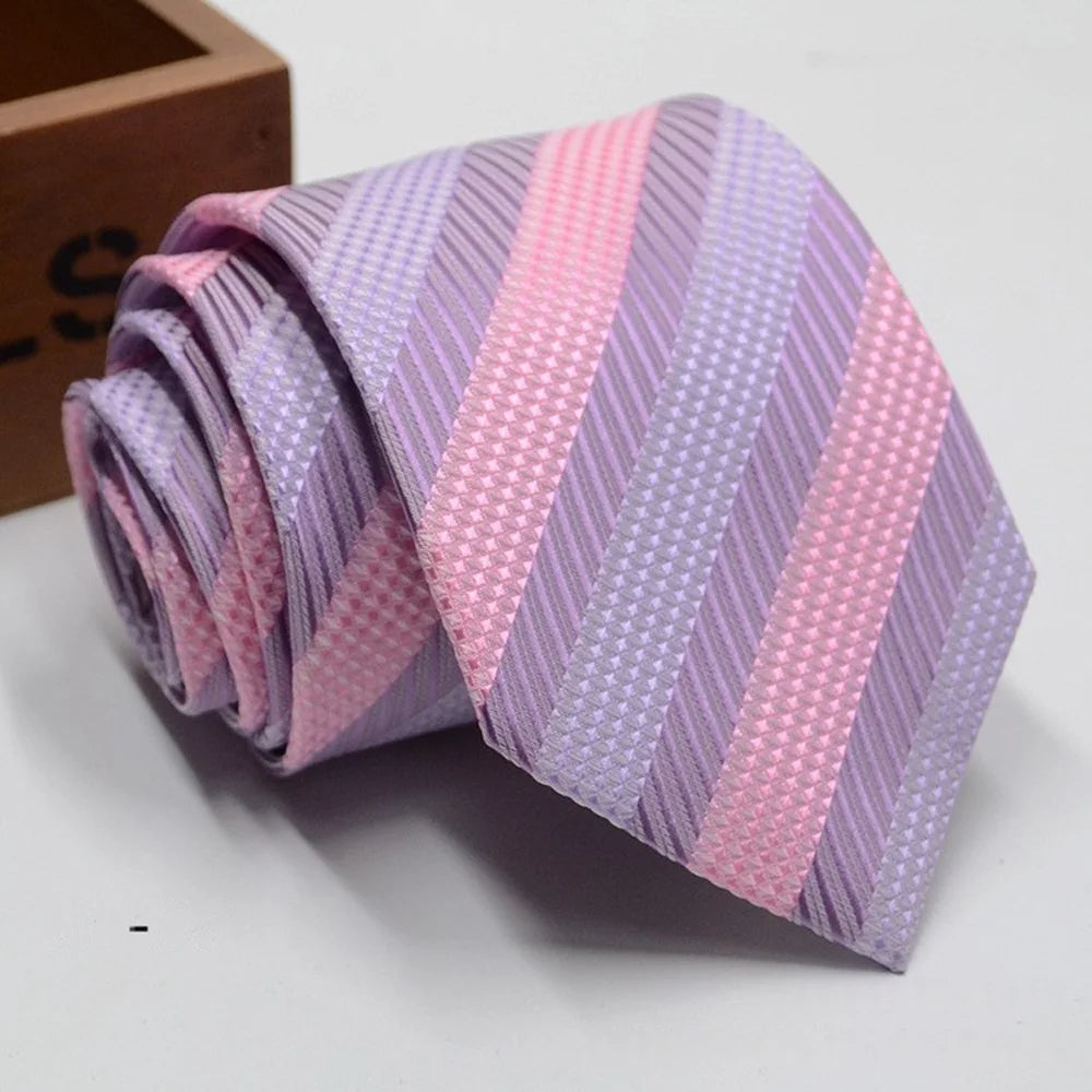 Classic Stripe Necktie - Business Formal Tie for Men 8cm Blue Black Pink Red - ZOOMNSTORE
