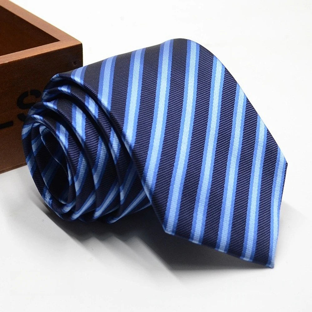 Classic Stripe Necktie - Business Formal Tie for Men 8cm Blue Black Pink Red - ZOOMNSTORE