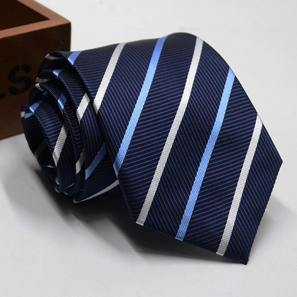 Classic Stripe Necktie - Business Formal Tie for Men 8cm Blue Black Pink Red - ZOOMNSTORE