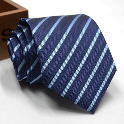 Classic Stripe Necktie - Business Formal Tie for Men 8cm Blue Black Pink Red - ZOOMNSTORE